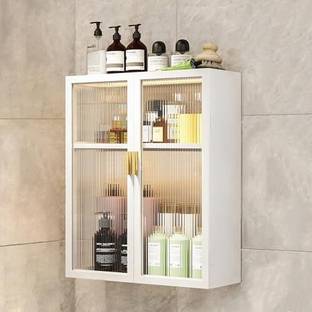 MIORAH 2-Layer Bathroom Storage Cabinet 50 cm Wall Shelf Organizer Metal Kitchen Cabinet