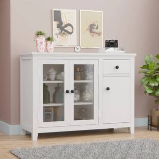 Krishna Wood Decor White Dicco Paint Solid Wood Kitchen Cabinet With Storage For Kitchen Solid Wood Kitchen Cabinet