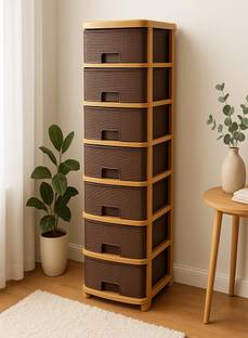 MAXTID 7 layer Brown Nakoda Plastic Storage Chest of Drawers Large Stomo Box Vanity Box
