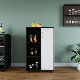 Home Full Engineered Wood Kitchen Cabinet | Wenge & Frosty White Finish Engineered Wood Kitchen Cabinet