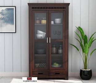 Krishna Wood Decor Solid Sheesham Wood Kitchen Cabinet With Multiple Shelves For Kitchen/ Storage | Solid Wood Kitchen Cabinet
