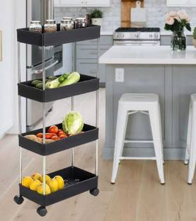 Flipkart Perfect Homes Studio 4-layer Tier Rolling Cart Utility Storage Organizer, Plastic Kitchen Cabinet