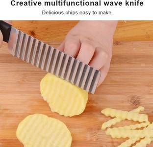 VERPHX 1 Pc Stainless Steel Knife Crinkle Cut Knife, Potato and Vegetable Cutter, Stainless Steel