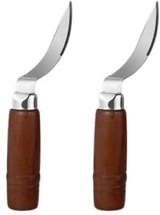 Baskety 2 Pc Stainless Steel, Wood Knife Set Coconut Meat Remover with Wood Handle