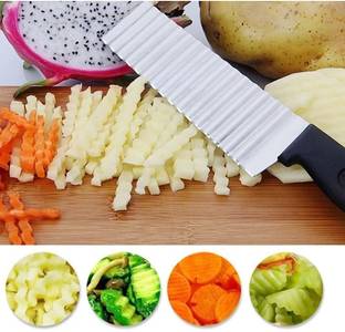 daesgesage 1 Pc Stainless Steel Knife Potato Chipper Crinkle Cutter Knife Potato Cutter Chip Slicer Cutting Knife