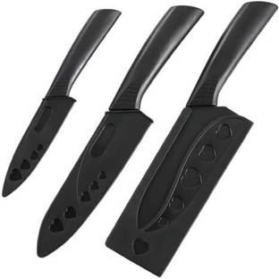 Yaadgar 3 Pc Stainless Steel Knife Set with Ergonomic Handle for Home Kitchen and Restaurant (Dark)