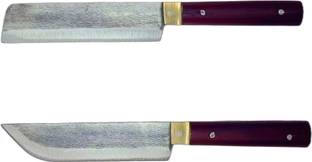 Mayura 2 Pc Iron Knife 2pic Knife Hand Crafts Leaf Iron Traditional Kitchen Knife With Wooden Handle