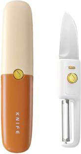 Filsfa 1 Pc Stainless Steel, Plastic Knife 2 in 1 Stainless Steel Peeler with Knife, Lightweight and Travel Friendly