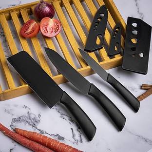 MULTIPLE HUB 3 Pc Stainless Steel Knife Set High Carbon SS Ultra Sharp Butcher, Meat, Pairing, Vegetable Knife for Kitchen