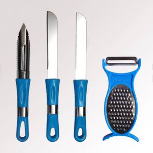 NNY 4 Pc Stainless Steel Knife Set & Grater |Multicolor| |Pack of 4|