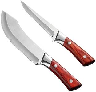 Captoola 2 Pc Stainless Steel Knife Set Heavy-Duty Cleaver Chef Butcher Knife Stainless Steel Boning Knife(Silver,2 Pcs)