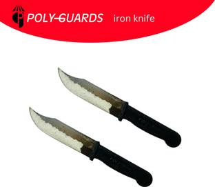 POLYGUARDS 2 Pc Iron Knife Small Point and Iron Kitchen Knife Used for Vegetable, Meat Fish Cutting(Black)