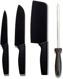 THEODORE 4 Pc Stainless Steel Knife Set High Carbon Ultra Sharp Butcher, Pairing, Vegetable for Kitchen With Sharpener