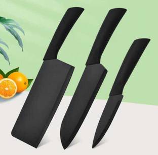 Jiqop 3 Pc Stainless Steel Knife Set High Carbon SS Ultra Sharp Butcher, Meat, Pairing, Vegetable for Kitchen