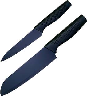 Besillia 2 Pc Steel Knife Black Knife Set Damascus Kitchen Knife Set Knives Set for Kitchen (Black, 2 Pcs)