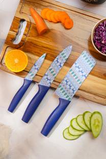 THEODORE 3 Pc Stainless Steel Knife Set High Carbon Ultra Sharp Butcher, Meat, Pairing, Vegetable for Kitchen
