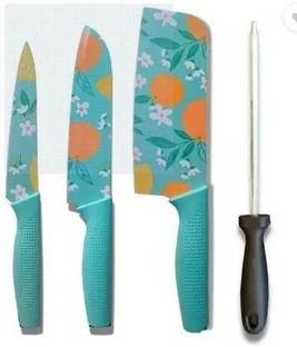 YELONA 3 Pc Stainless Steel Knife Set Printed SS Ultra Sharp Butcher, Meat, Pairing, Vegetable for Kitchen