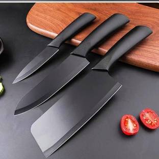 THUNDERFIT 3 Pc Stainless Steel Knife Set High Carbon SS Ultra Sharp Butcher, Meat, Pairing, Vegetable Knife for Kitchen