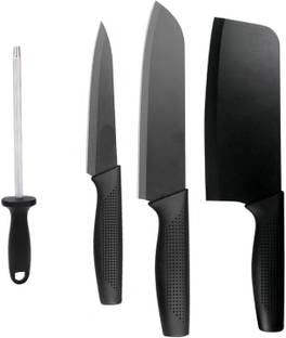 YELONA 4 Pc Stainless Steel Knife Set High Carbon Ultra Sharp Butcher, Pairing, Vegetable for Kitchen With Sharpener