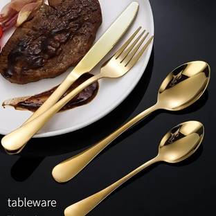 ARSCART 4 Pc Stainless Steel Knife Dinner spoon,fork, tea spoon