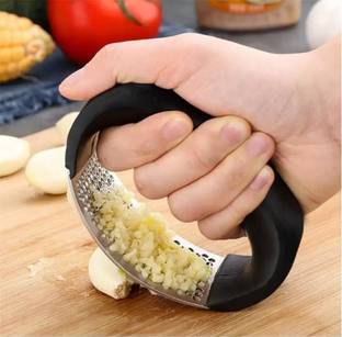 RAGISHA ENTERPRISE 1 Pc Steel Knife Set Garlic Crusher Ginger Mincer Squeezer Press Rocker Kitchen Chopper with Handle