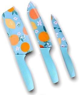 Yaadgar 3 Pc Stainless Steel Knife Set Printed SS Ultra Sharp Butcher, Meat, Pairing, Vegetable for Kitchen