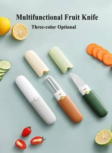 Ashopper Village 1 Pc Plastic Knife Multifunctional 2 in 1 Stainless Steel Fruit Knife Peeler