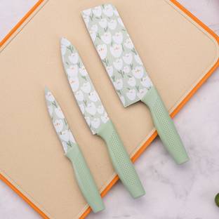 Tazomi 3 Pc Stainless Steel Knife Set Printed SS Ultra Sharp Butcher, Meat, Pairing, Vegetable Knife for Kitchen