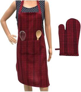 Pixel Home Red, Black Cotton Kitchen Linen Set