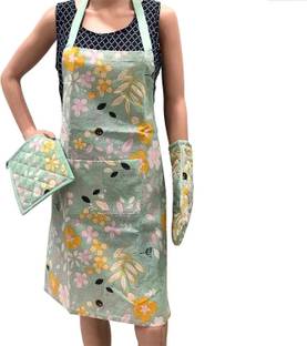 Pixel Home Green, Multicolor Cotton Kitchen Linen Set