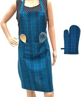 Pixel Home Blue, Black Cotton Kitchen Linen Set