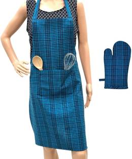 Pixel Home Blue, Black Cotton Kitchen Linen Set