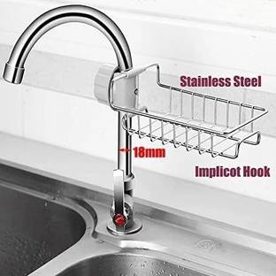 romj Dish Drainer Kitchen Rack Steel Soap DIsh Stainless Steel Sink Caddy Organizer,Tap Organiser Clip Storage