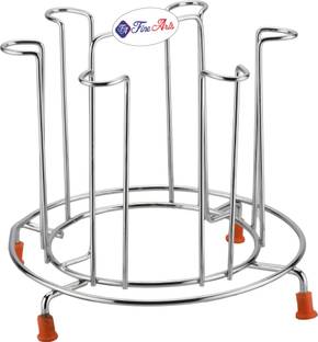 FineArts Cup Kitchen Rack Steel Glass Holder Stainless Steel and Virgin Glass Holder/Glass Stand
