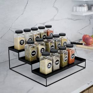 GESCHIR Utensil Kitchen Rack Iron 3-Tier Step rack Kitchen Spice Bottle Rack Utensil Holder Storage Organizer
