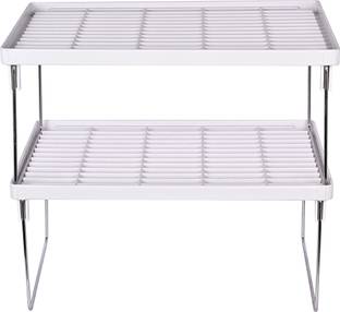 Easyroot Containers Kitchen Rack Plastic Stackable Shelves for Cabinets & Countertop Foldable Shelves