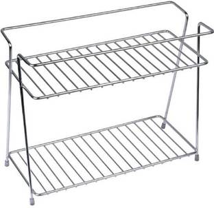 RAYVER CREATION Utensil Kitchen Rack Steel Stainless Steel 2Tier Countertop Storage Organizer Rack Stand – Durable 36x17x27