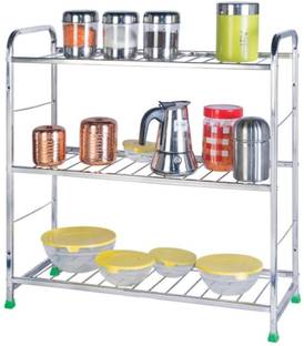 IRONTECH Utensil Kitchen Rack Steel Stainless Steel Wall Mount (24 x 24 INCHES) Modular Kitchen Storage Rack