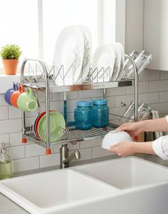 Amol Utensil Kitchen Rack Steel Premium Stainless Steel Dish Rack | Kitchen Organizers | Plate Stand