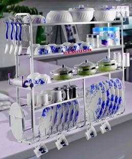 DEMIQON Utensil Kitchen Rack Steel 31x30 Inch Stainless Steel Wall Mount Kitchen Stand Rack /