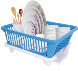 Flipkart SmartBuy Dish Drainer Kitchen Rack Plastic Plastic Durable Kitchen Sink Dish Rack Drainer With Tray for Kitchen,Drying Rack