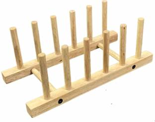 Enigmatic Woodworks Plate Kitchen Rack Wood Wooden Plate Rack Dish Stand Cup Holder I Natural Pine Wood hand-made