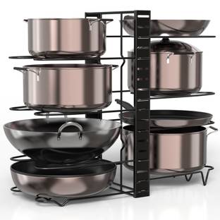 ELV Utensil Kitchen Rack Iron Utensil Kitchen Rack Iron 8-Tier Tawa Pan Holder Taba Tavaa Kitchen Rack Stand