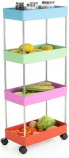 Flipkart Perfect Homes Studio Fruits/Vegetables Kitchen Rack Plastic Plastic-Stainless Steel Fruit & Vegetable 4 Stand Kitchen Trolley