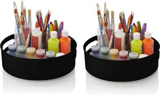 VM BOND Fruits/Vegetables Kitchen Rack Plastic 360° Rotating Organizer Tray ( Combo - 2 Pic ) Kitchen Rack Colour - Black