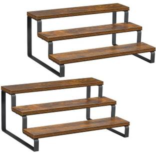 OIKIA DECOR Containers Kitchen Rack Wood Set of 2 3-Tier Wooden Spice Rack Organizer | Countertop Shel...