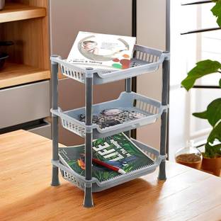 HOMESTIC Fruits/Vegetables Kitchen Rack Plastic 1 Piece Kitchen Rack 3-Layer