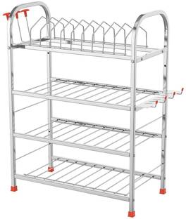 SVS Utensil Kitchen Rack Steel Utensil Kitchen Rack Steel Wall Mount Dish Plate Cutlery Stand 24x18