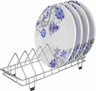 Plantex Plate Kitchen Rack Steel High Grade Stainless Steel Plate Rack/Dish Rack/Plate Stand/Dish Stand/Utensil Rack/Chrome Plated (8 Plate)