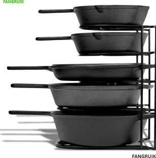 Fangruik Utensil Kitchen Rack Iron Iron Adjustable Pan Pot Rack for Kitchen Storage and Plate Holder